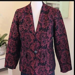 Chico's Black And Red Brocade Jacket